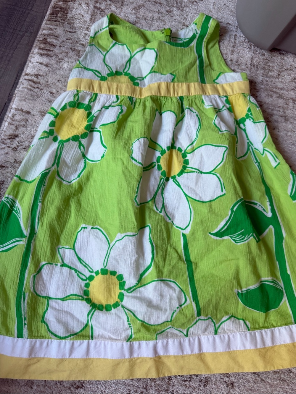 Lilly Pulitzer Baby Girls Green Floral Sundress with Yellow Accents 3T